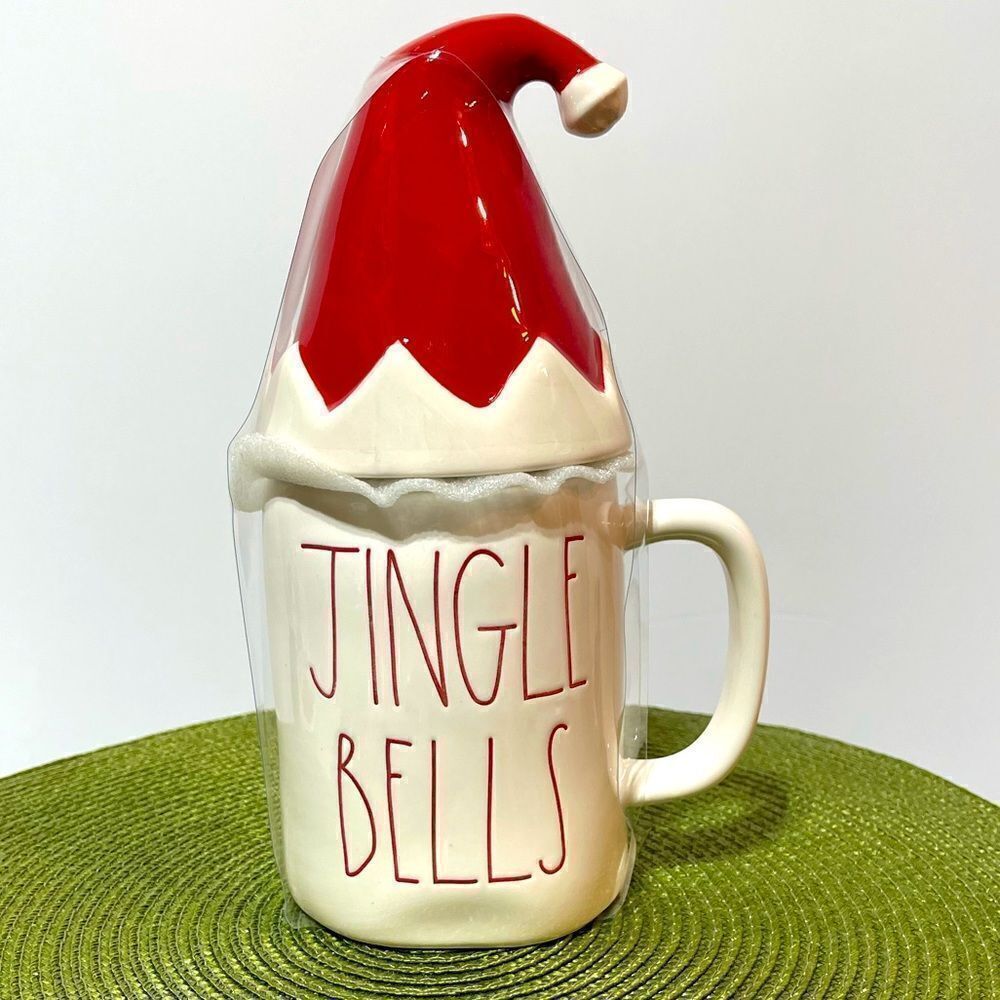 Rae Dunn Jingle Bells Mug with Topper NWT